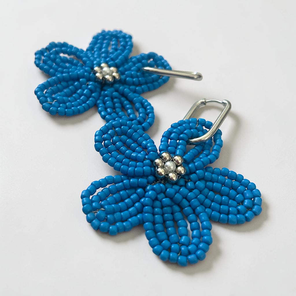 Ginette Blue - Boucle d'oreille en perles fait main - Perle Moi Ca