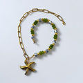 Collier de perle Henriette gold breloque coquillage et perle de verre - Perle Moi Ca