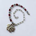 Collier de perle Henriette sylver  breloque  fleur et perle de verre - Perle Moi Ca