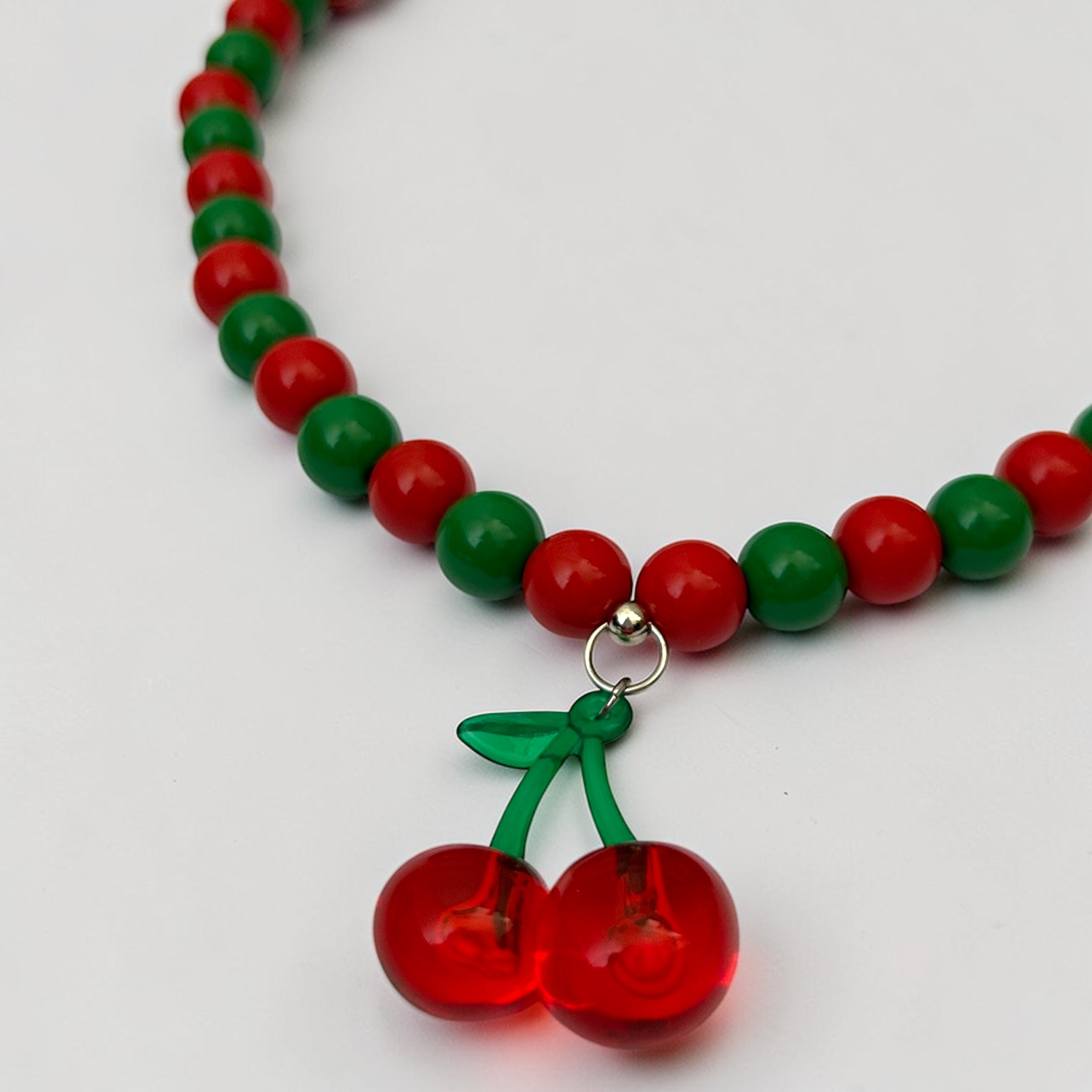 Collier Josette vert rouge et cerise  - Perle Moi Ca