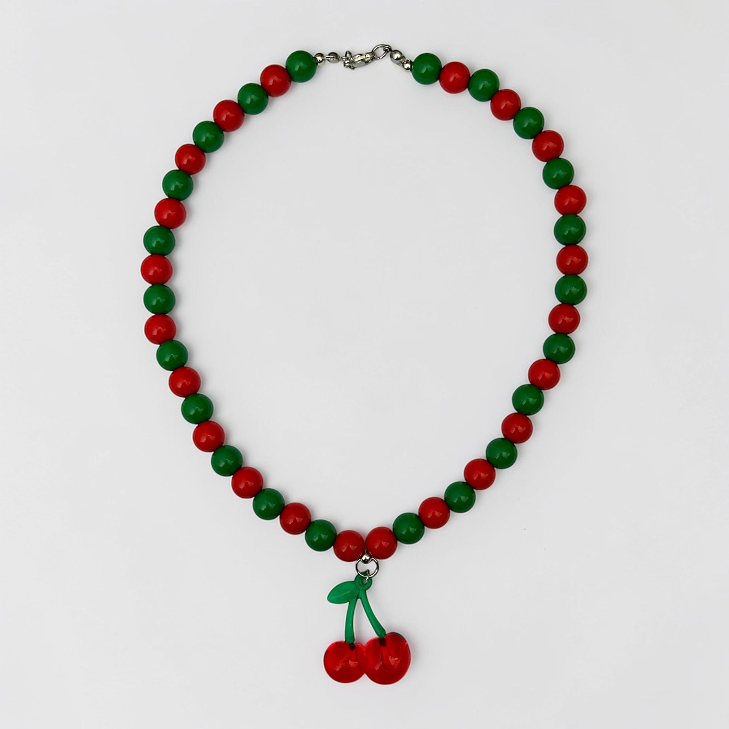 Collier Josette vert rouge et cerise - Perle Moi Ca