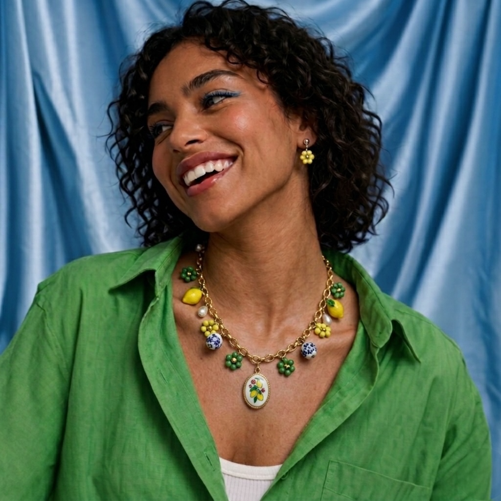 Pierette gold fleur - dolce vita -  collier fait main - Perle Moi Ca - breloque 