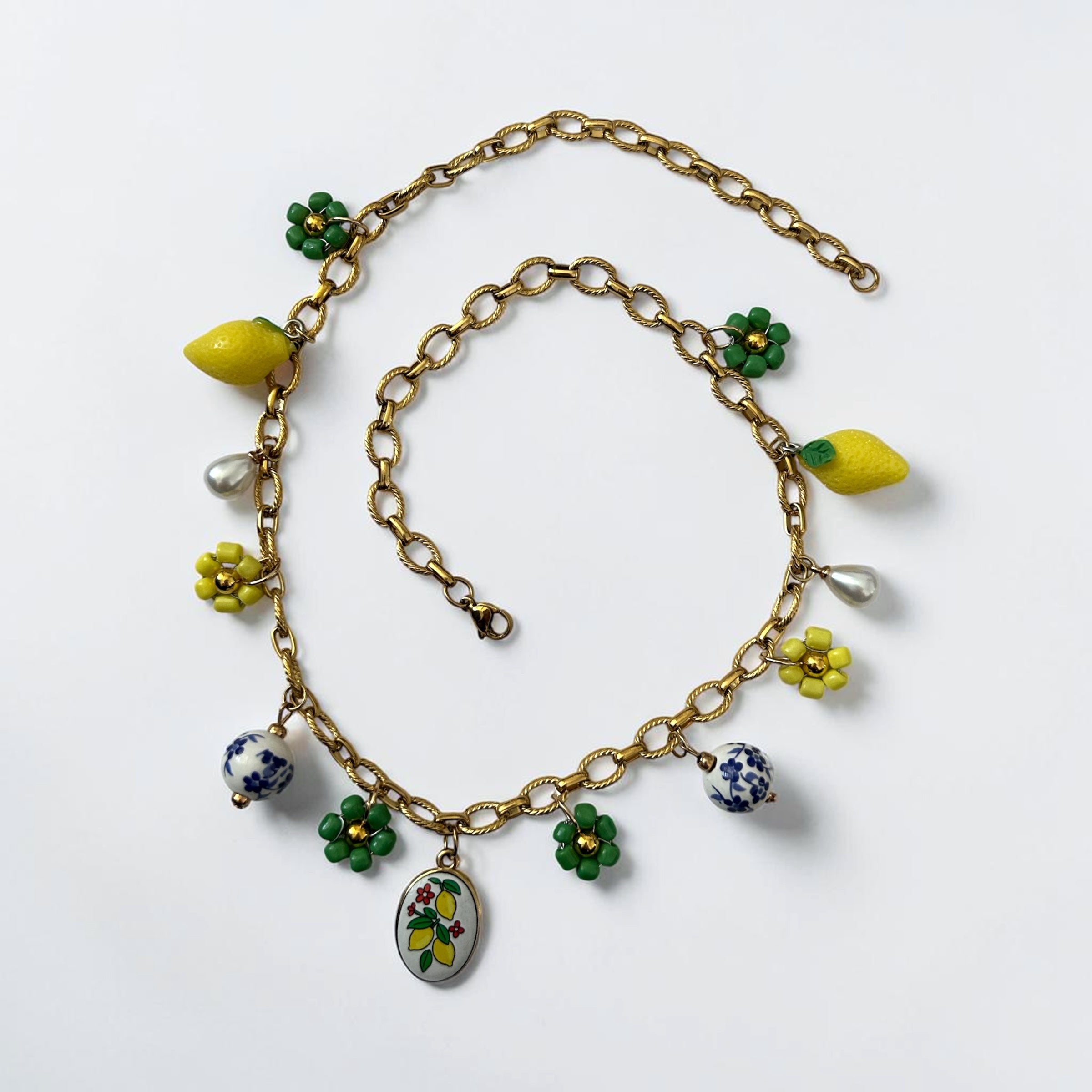 Pierette gold fleur - dolce vita -  collier fait main - Perle Moi Ca - breloque 