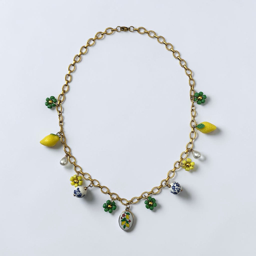 Pierette gold fleur - dolce vita -  collier fait main - Perle Moi Ca - breloque 