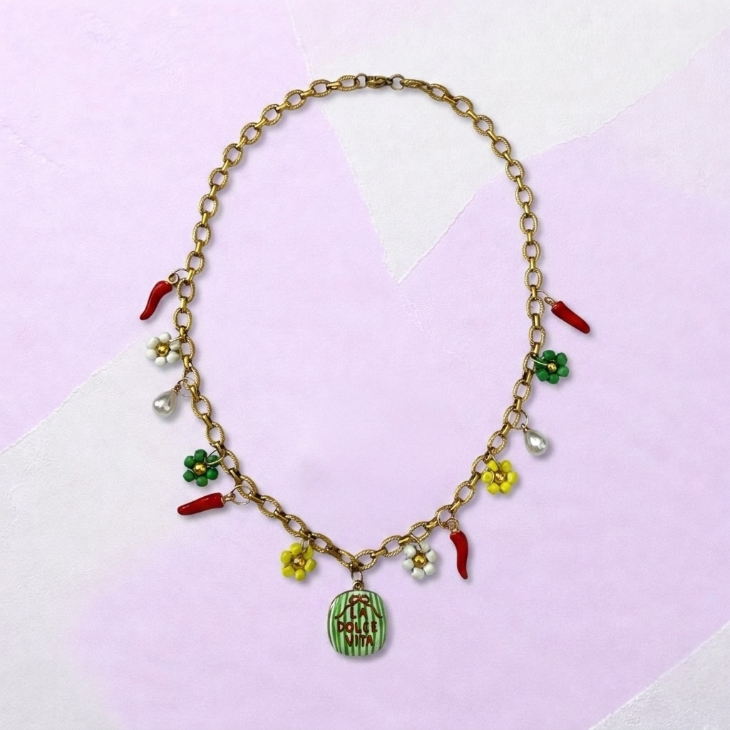 Pierette gold fleur - dolce vita -  collier fait main - Perle Moi Ca - breloque 
