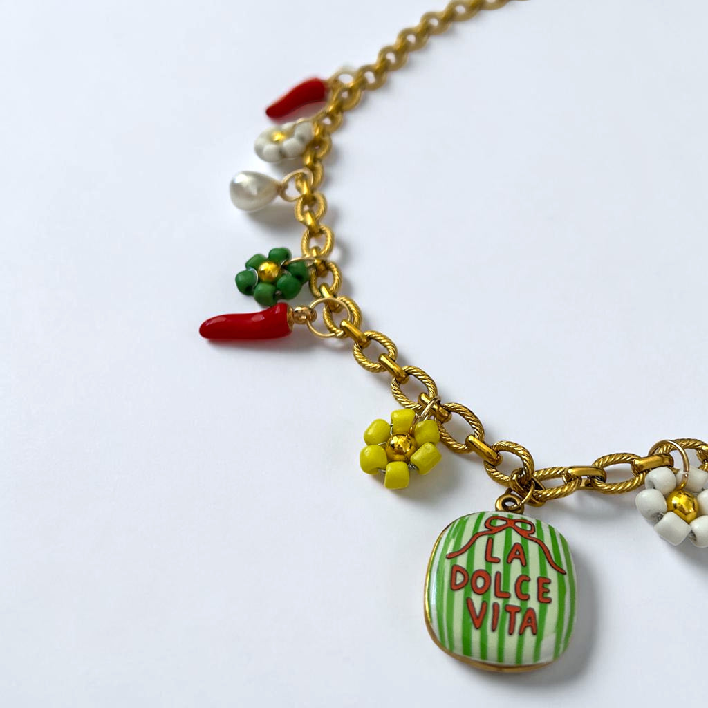 Pierette gold fleur - dolce vita -  collier fait main - Perle Moi Ca - breloque 