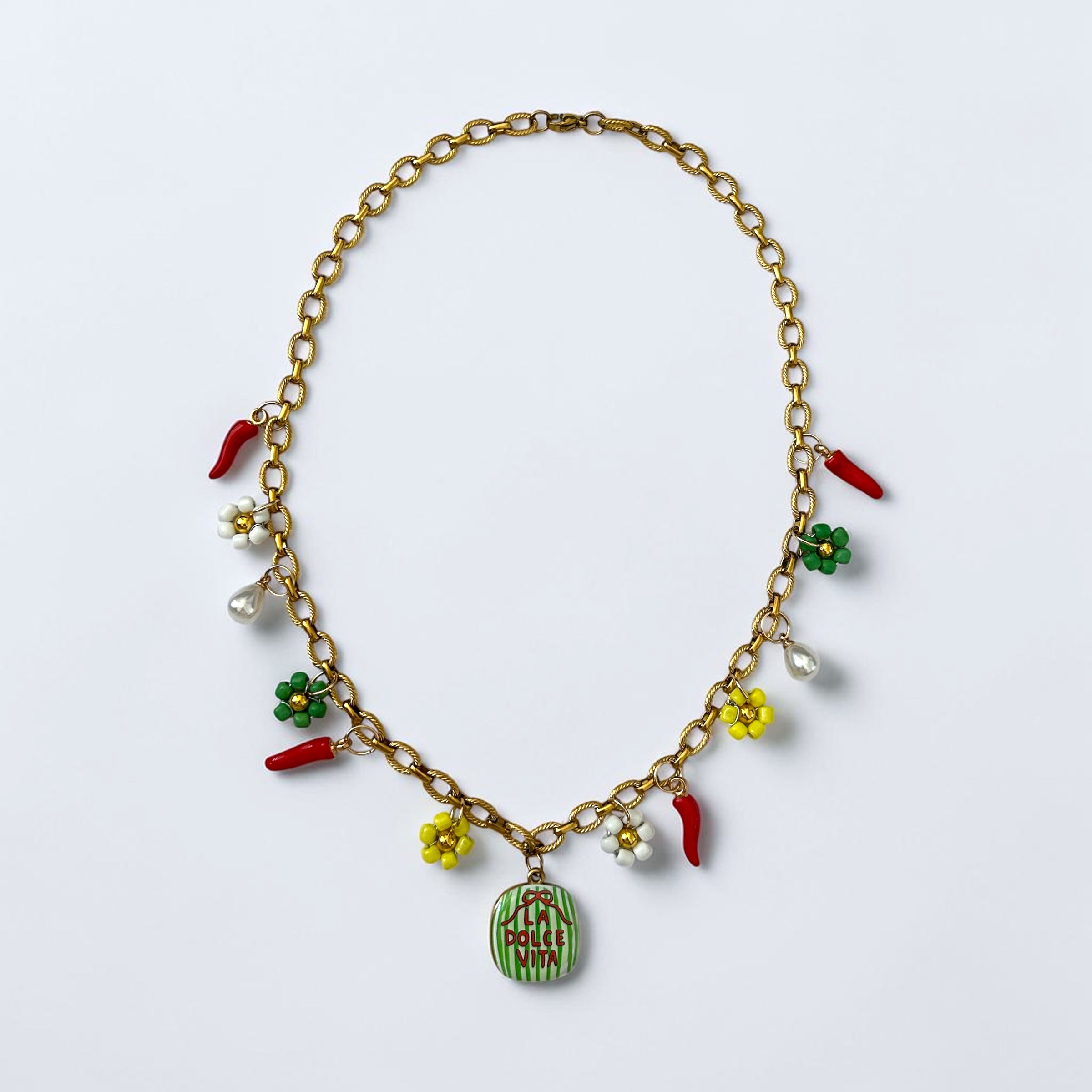 Pierette gold fleur - dolce vita -  collier fait main - Perle Moi Ca - breloque 