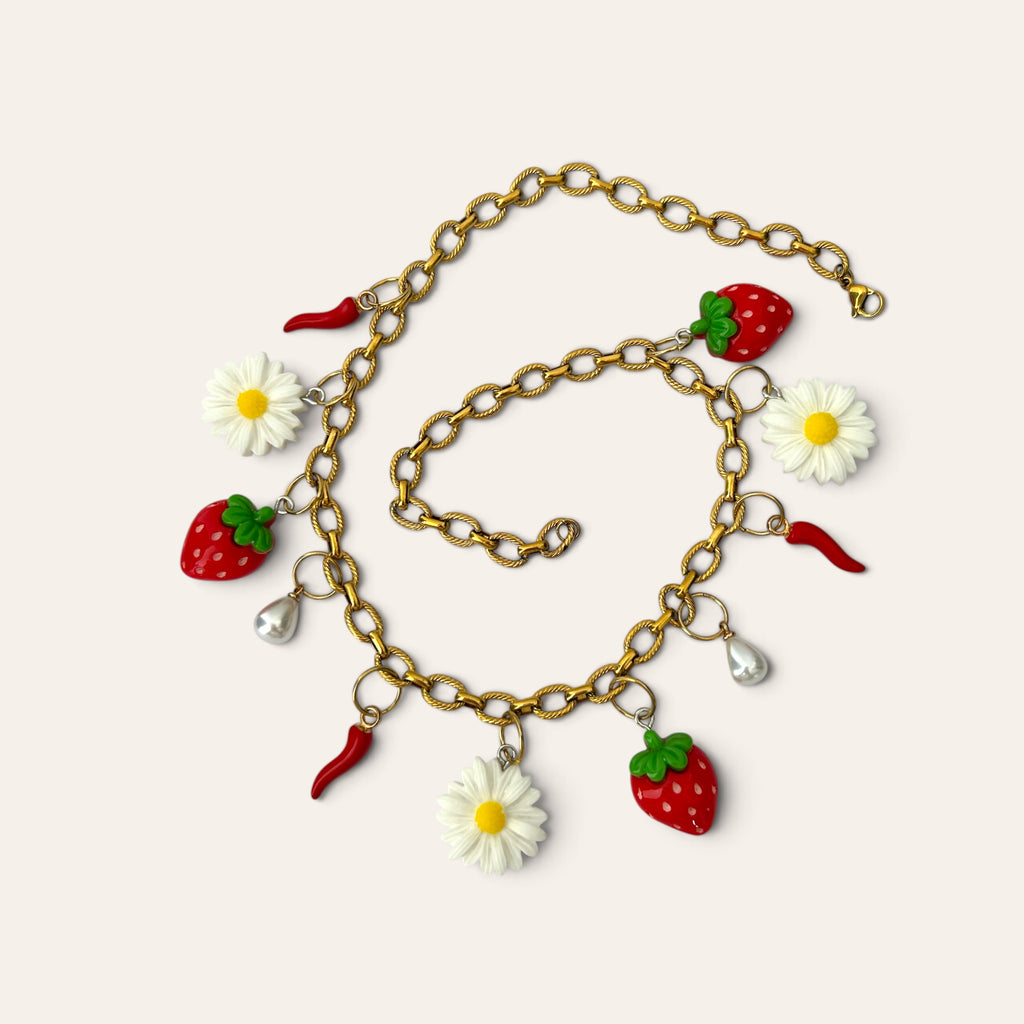 Collier Pierette enroulé, chaîne à maillons torsadés en acier inoxydable doré et fermoir mousqueton, Perle Moi Ça